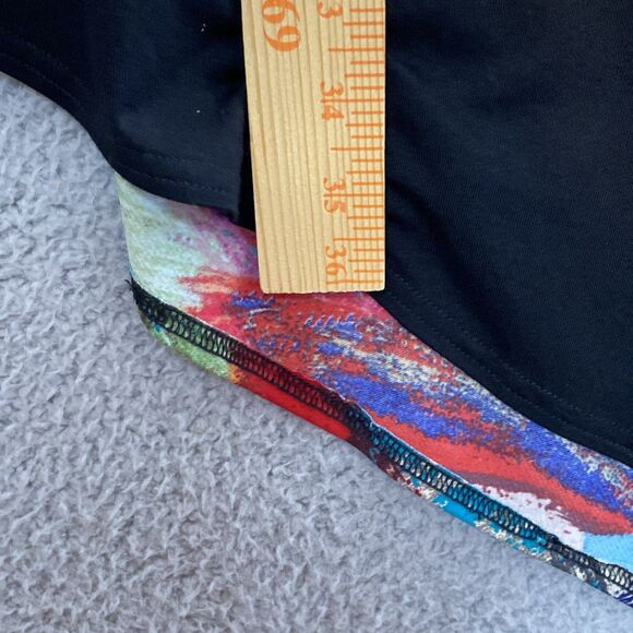 MISHCA Top Artsy Colorful Poly Knit Long Sleeve Asymmetrical Hem Sz XL Stretch - Picture 5 of 14
